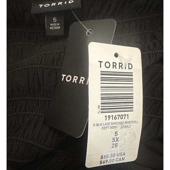 NWT Torrid Babydoll Stretch Lace Smocked Bodice Square Neck Top Sweetheart 5 5X - Picture 8 of 12